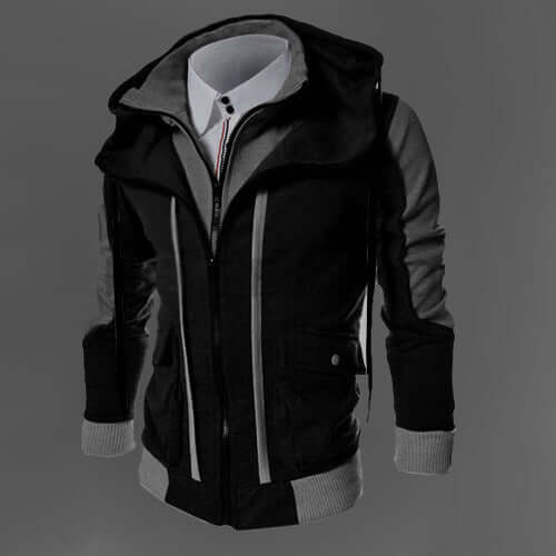 Casual Men Jackets Coats featuring a stylish hooded design and zippered front, perfect for spring and autumn wear.
