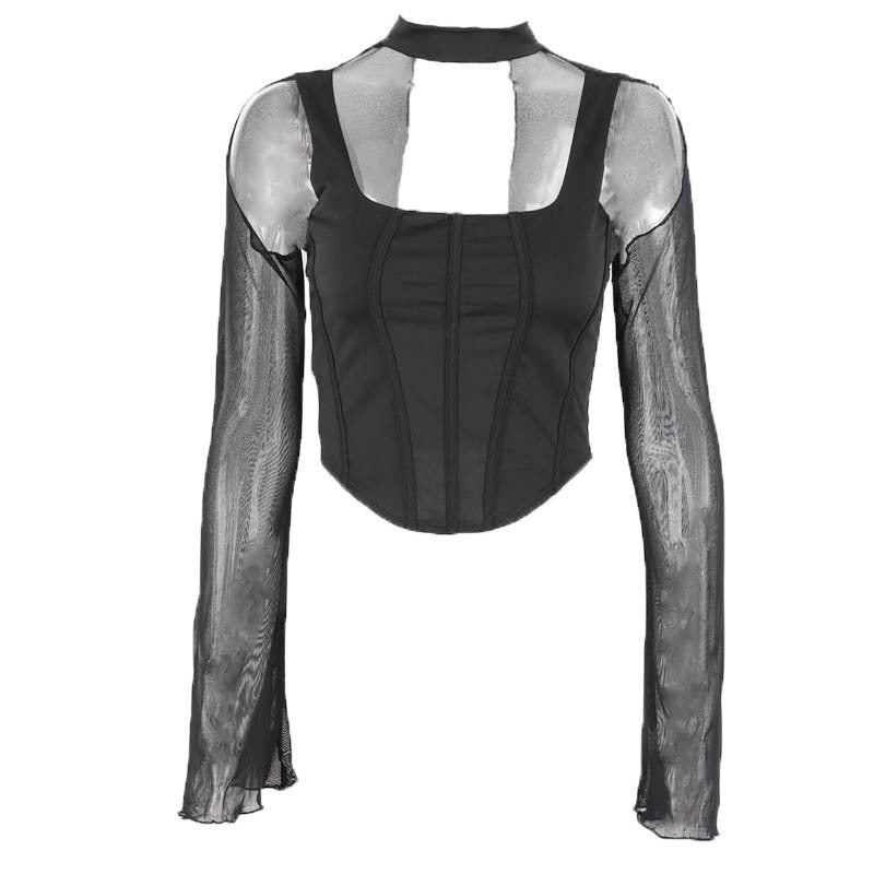 Balık Kılçığı Korse Sırtı Fermuarlı Fileli Atlet