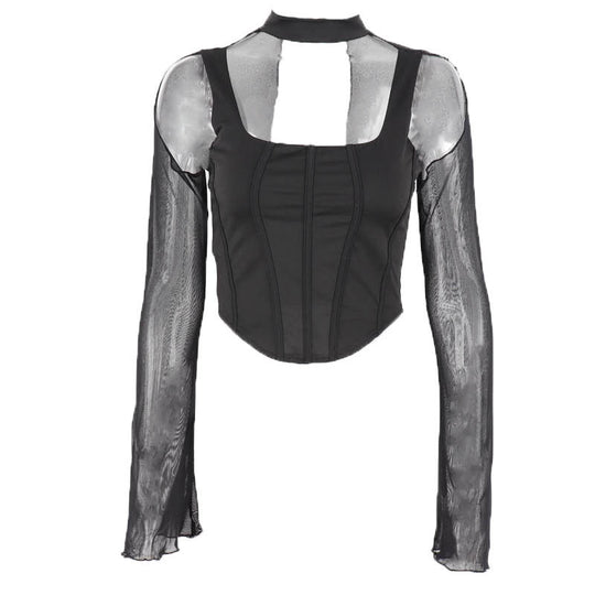 Balık Kılçığı Korse Sırtı Fermuarlı Fileli Atlet