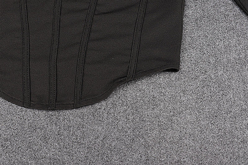 Balık Kılçığı Korse Sırtı Fermuarlı Fileli Atlet