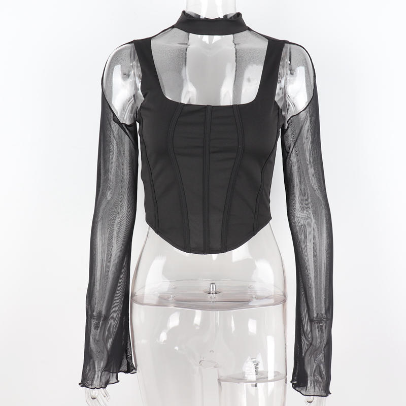 Balık Kılçığı Korse Sırtı Fermuarlı Fileli Atlet